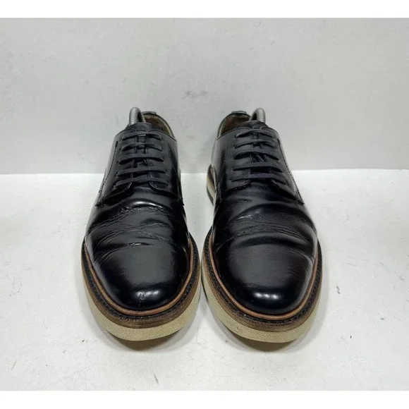 Fendi Roma Black Leather Lace Derby Dress Shoes Men's Size 9 US / 8 UK